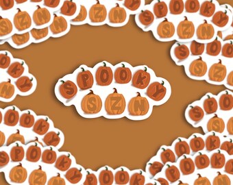Spooky Season Pumpkin Sticker | 3”x 3”| Durable Weatherproof Stickers, Cute Quote Sticker for Laptop, Water Bottles, Autumn Stickers
