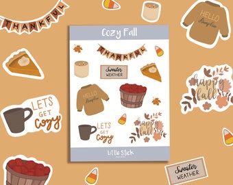 Cozy Fall Sticker Sheet | Bullet Journal Stickers | Sticker Sheets | Laptop Stickers | Water Bottle Stickers | Fall Aesthetic | 4" X 6" |