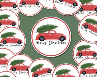 Merry Christmas Tree Sticker | Christmas Stickers | Christmas Sweater Sticker | Gingerbread Stickers | Holiday stickers | 2.3 X 2.3 |