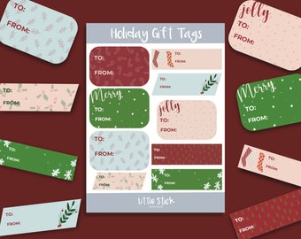 Holiday Gift Tag Sticker Sheet | Christmas Stickers | Sticker Sheets | Gift tags | Holiday Gift Tags | Holiday stickers | 4" X 6" |