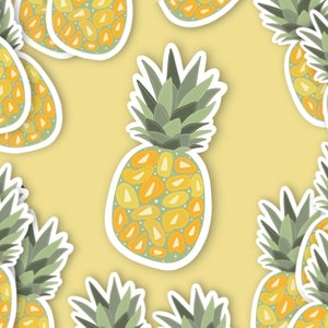Adesivo ananas tropicale / 3 "x 3"/ Adesivi resistenti alle intemperie / Adesivo vintage carino per laptop, bottiglie d'acqua /