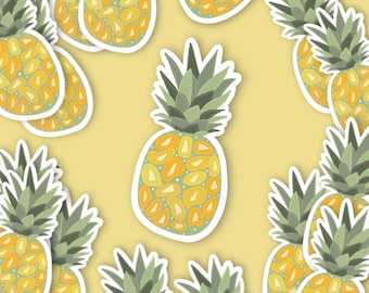 Tropische ananas sticker | 3"x 3"| Duurzame weerbestendige stickers| Leuke Uitstekende Sticker voor Laptop, Waterflessen|