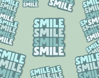 SMILE Quote Sticker Cute Vintage Sticker for Laptop Glossy Stickers Water Bottles| 3\u201dx 3\u201d Durable Weatherproof Stickers