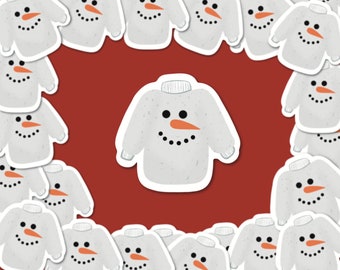 Snowman Sweater Sticker | Christmas Stickers | Christmas Sweater Sticker | Gingerbread Stickers | Holiday stickers | 2.5 X 2.5 |