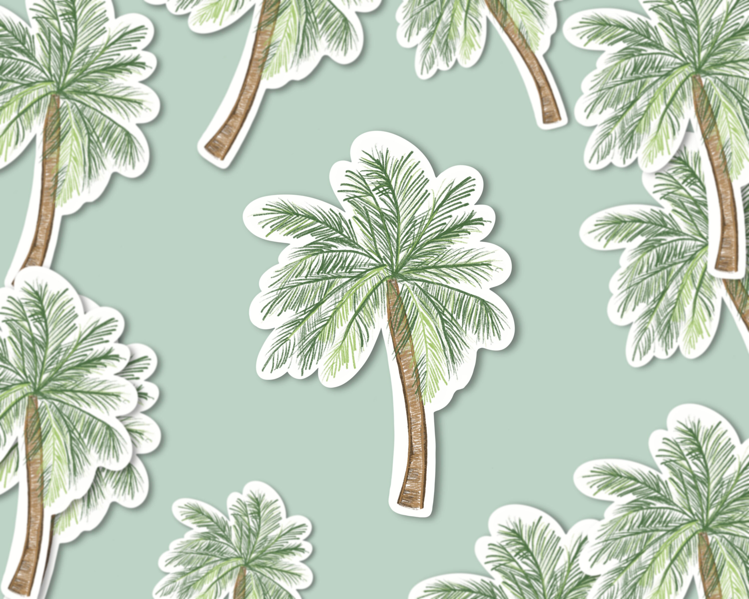Tropical Palm Tree Sticker 3x 3 Durable Weatherproof Etsy