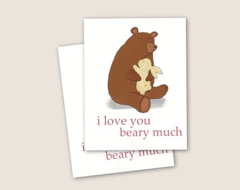 I love you Beary Much Greeting Card | Greeting Cards | A2 Card | Valentine's Day Card | Handmade Valentine's Day Cards | Holiday Stationary