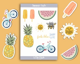 Summer Sticker Sheet | Bullet Journal Stickers | Sticker Sheets | Laptop Stickers | Water Bottle Stickers | Summer Aesthetic | 4" X 6" |