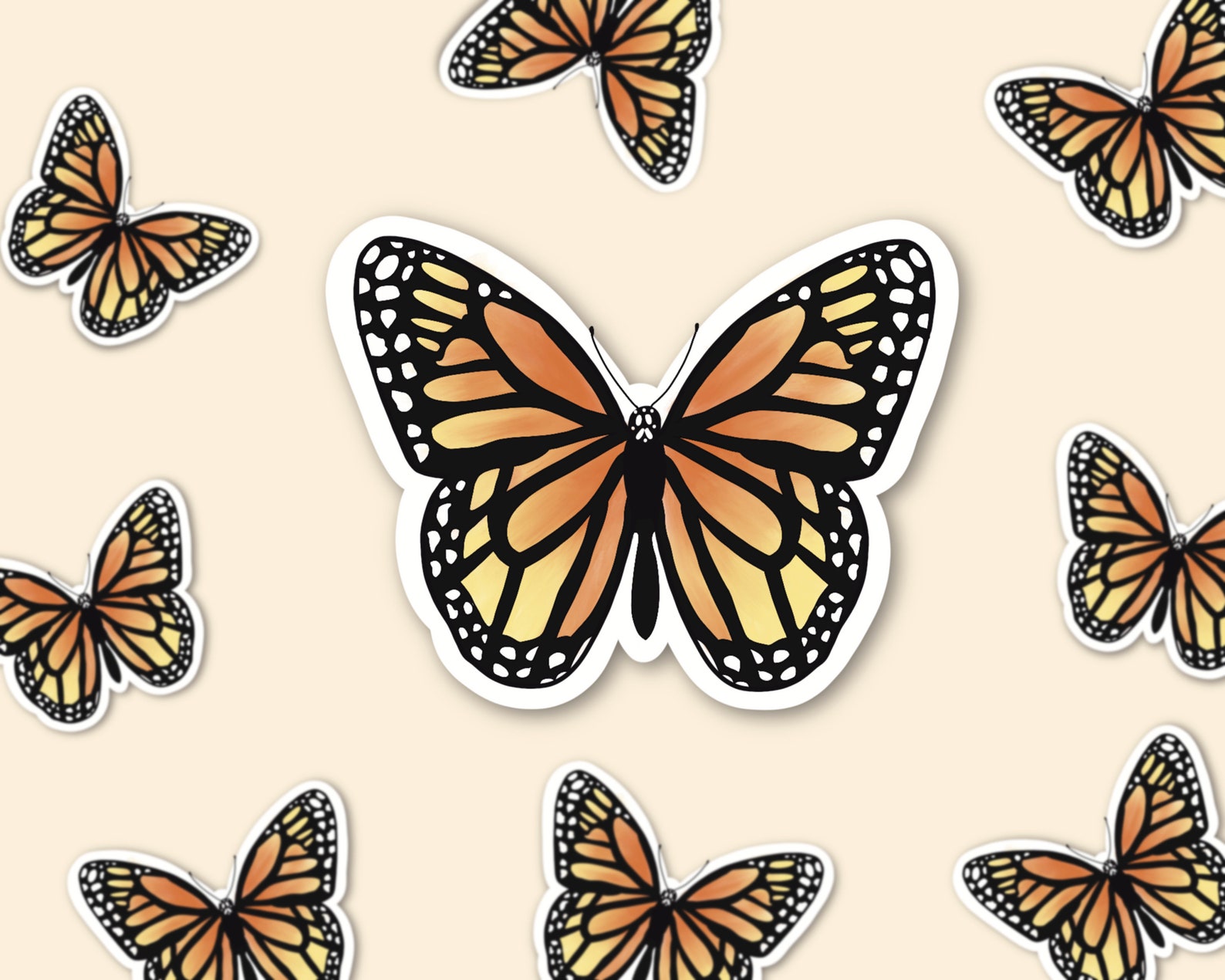 Butterfly Vintage Sticker 3x 3 Durable Weatherproof - Etsy