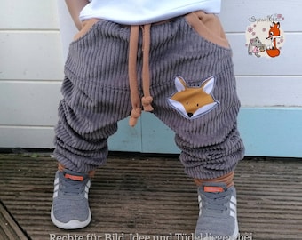 Fox bloomers jogger corduroy pants foxes children's pants baby forest animals - cord brown