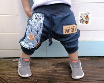 Spessartkidz® short bloomers shorts joggers with fox raccoon - label changeable