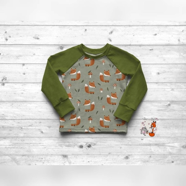 Spessartkidz® Pulli Raglan Langarmshirt Sweatshirt Fuchs Füchse - verschiedene Farben