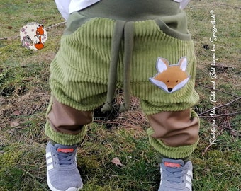 Fox pants, jogger outdoor pants, kindergarten pants, corduroy foxes, fox with or without cord