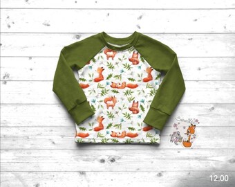 Spessartkidz® Sweater Raglan Long Sleeve Shirt Sweatshirt Fox Foxes - different colors