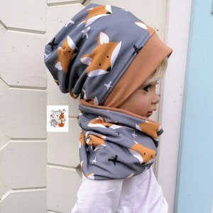 Spessartkidz® beanie and loop with foxes warm sweat or fleece