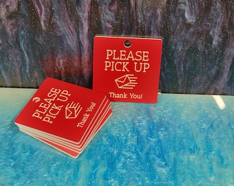 Sign: Please Pick Up Outgoing Mail (Red Flag  3" x 3")
