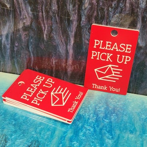 Sign: Please Pick Up Outgoing Mail (Red Flag  4.75&quot; x 3&quot;)