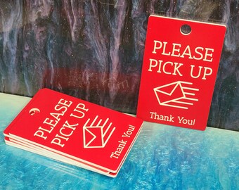 Sign: Please Pick Up Outgoing Mail (Red Flag  4.75" x 3")
