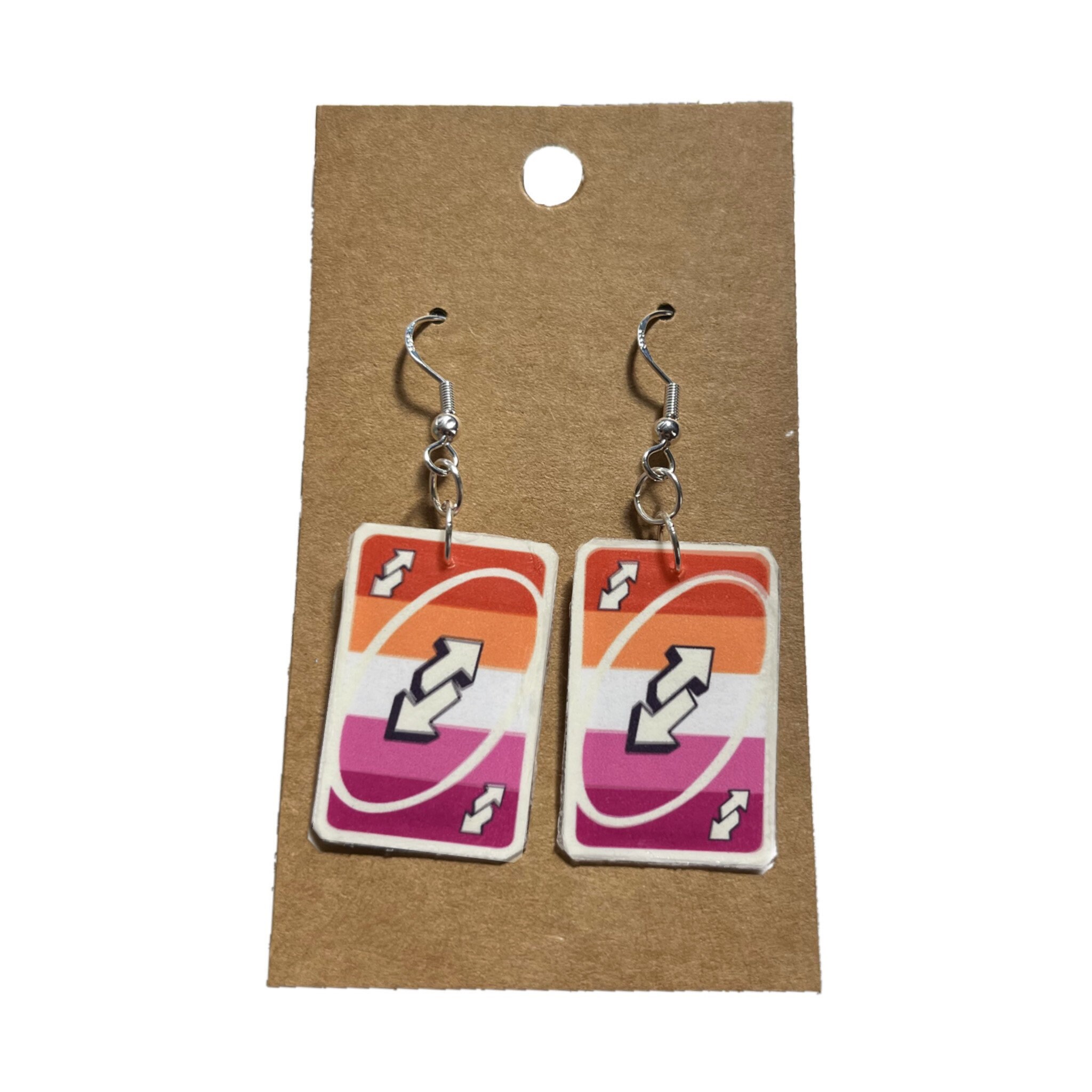 Wholesome Memes Reverse Uno Card Earrings Pink / Valentines 