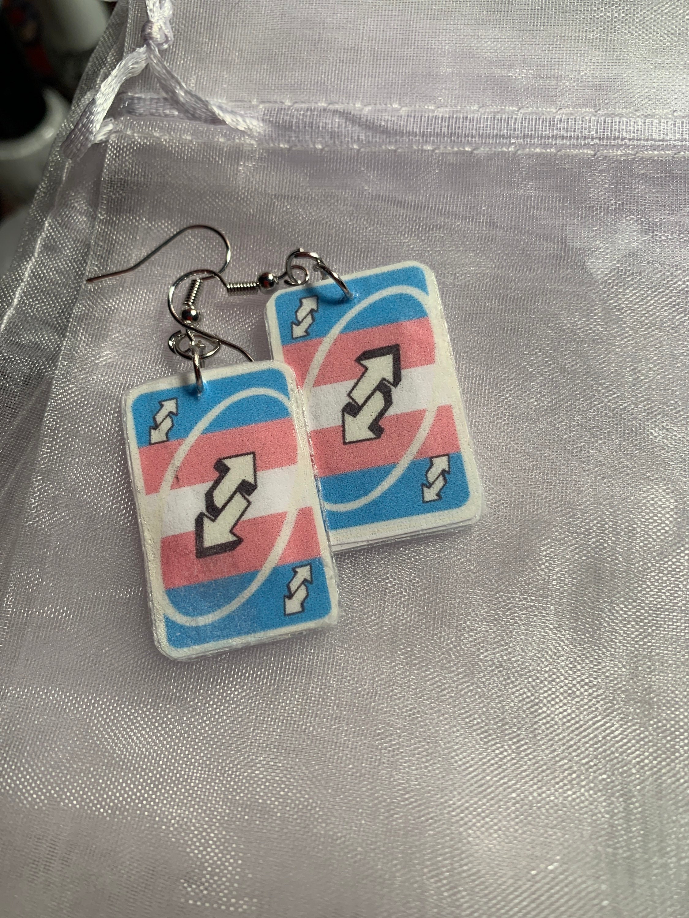 Uno Reverse Card Transgender Earrings Etsy Uk