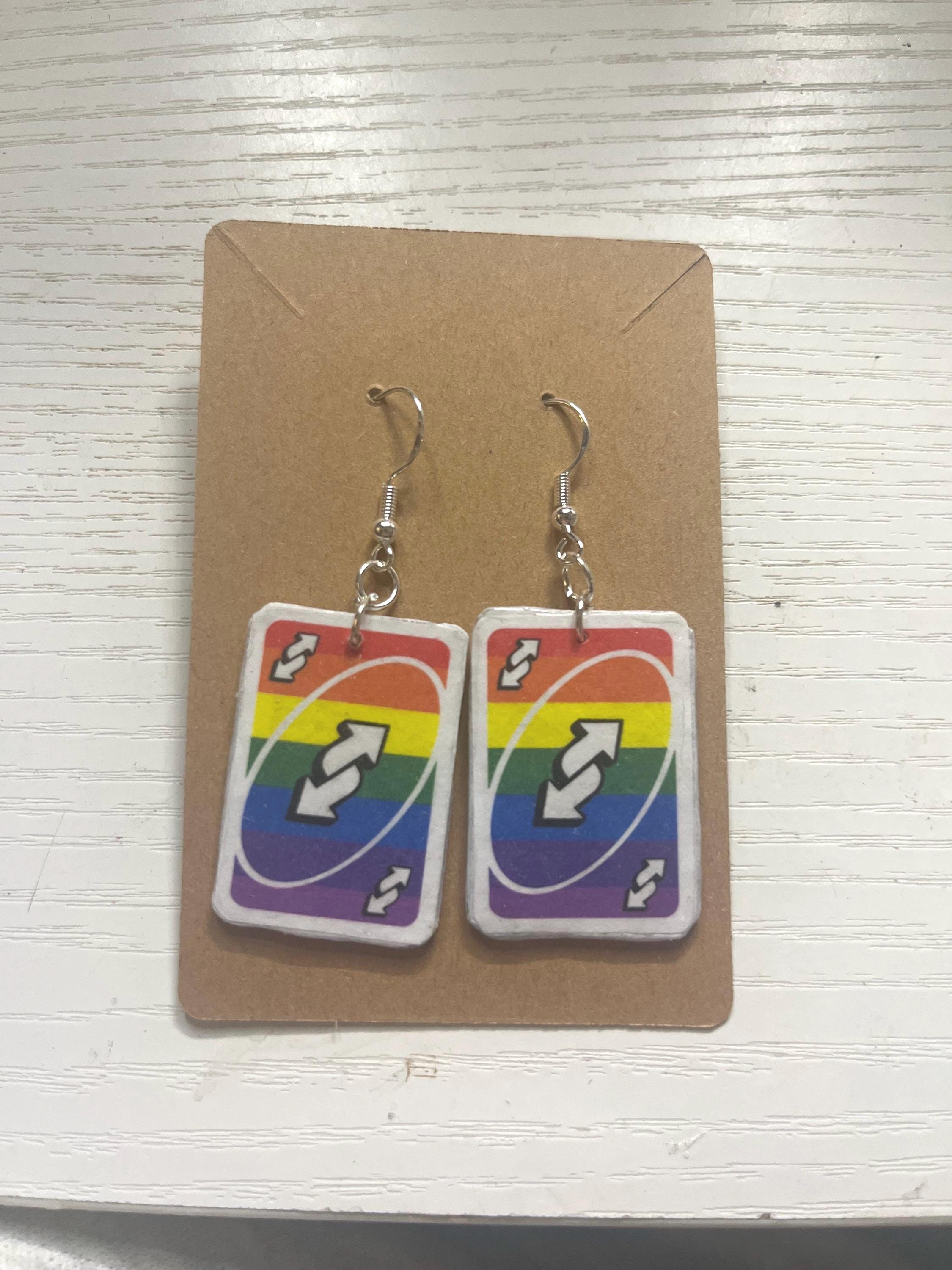 Uno Reverse Card Pride Flag Earrings - Etsy