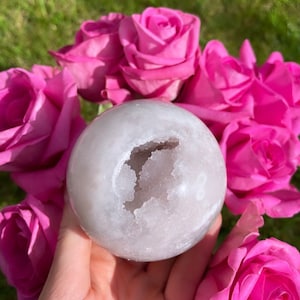 Druzy flower agate sphere