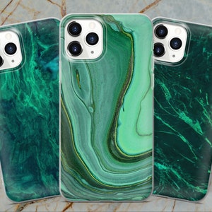 Emerald Marble Phone Case Green Marble Cover for iPhone 14 Pro 13 Pro, 12, Xr, 11, X, XS & Galaxy S21, S20, S10, A51, A12 Huawei P30