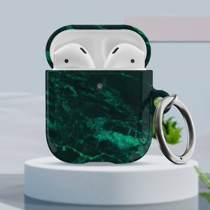 Emerald Green AirPods Case Trendy Marbel Stone Custom Cover fits for AirPod 1st gen & Airpod 2nd gen and AirPod Pro with Keychain