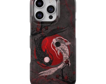 Koi Fish Yin Yang Dark Red Phone Case for iPhone, Samsung & Google