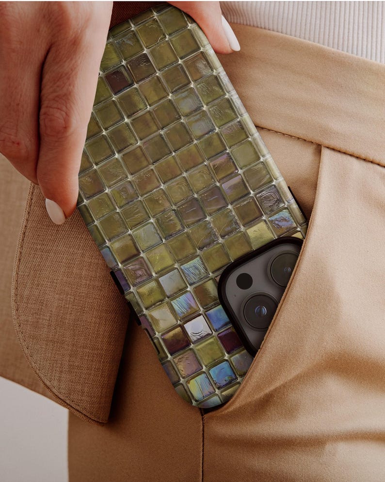 Tile Phone Case Olive Green Mosaic Tile Phone Case for Iphone, Samsung & Google - Etsy