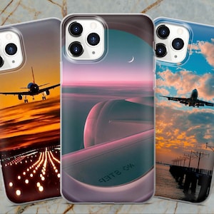 Airplane Sunset Phone Case Aesthetic Art Cover for iPhone 14 Pro 13 Pro, 12, Xr, 11, X, XS & Galaxy S21, S20, S10, A51, A12 Huawei P30