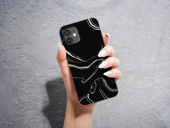 Black Marble Phone Case Elegant Stone Cover Fit for iPhone 15 