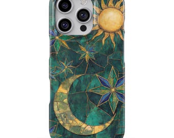 Stained Glass Celestial Green Phone Case for iPhone, Samsung & Google