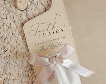 Personalised Wooden Tooth Fairy Name Door Hanger - Tooth Fairy Gift - Baby Teeth - Keepsake