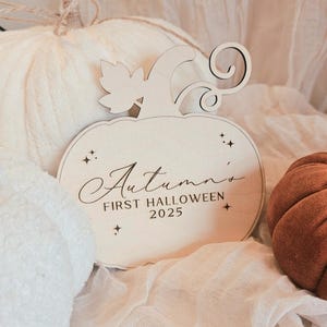 Personalised Wooden &#39;First Halloween&#39; pumpkin sign - Photo Prop - Halloween Gift - Boo Basket - Baby Gift