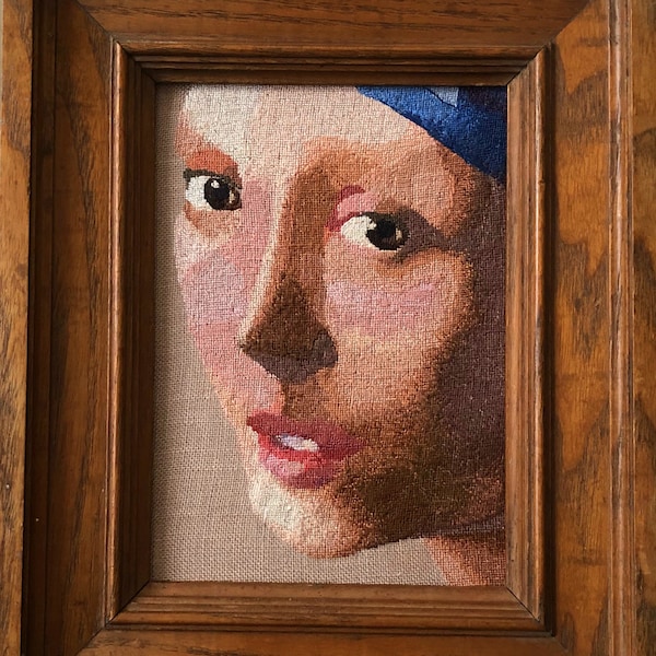 Broderie au demi point de la jeune fille à la perle de Johannes Vermeer fait main