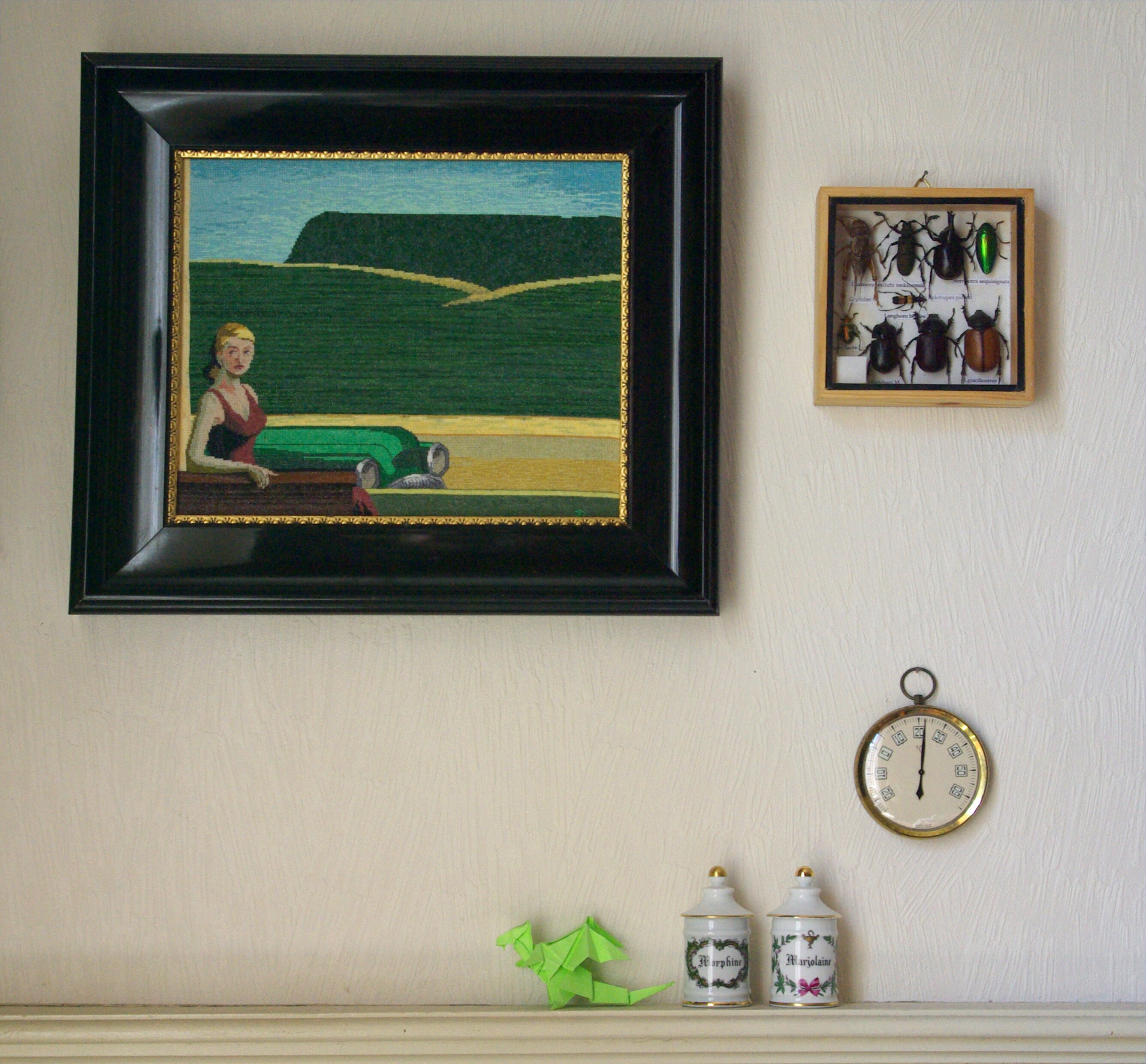 Broderie Point de Croix d'après Le Tableau Motel à L'ouest d'edward Hopper