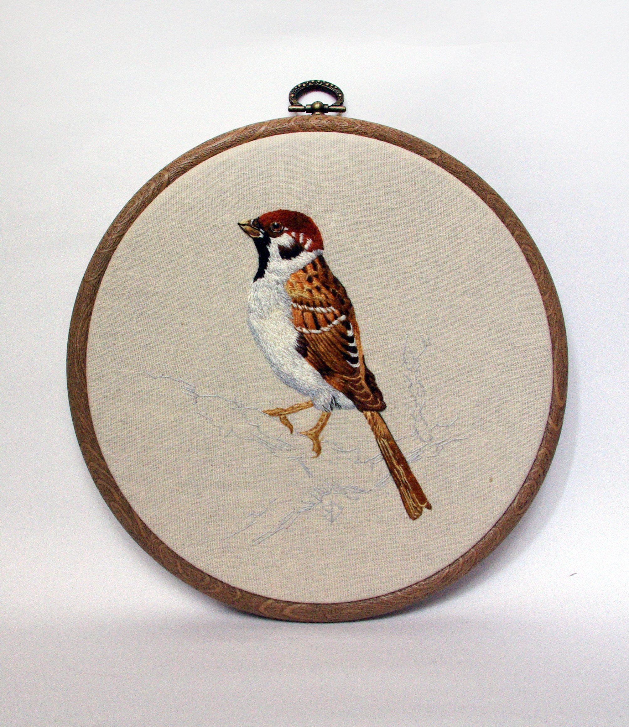 Embroidery on Drum of a Chilly Sparrow - Etsy Embroidery on Drum of a Chilly Sparrow - Etsy