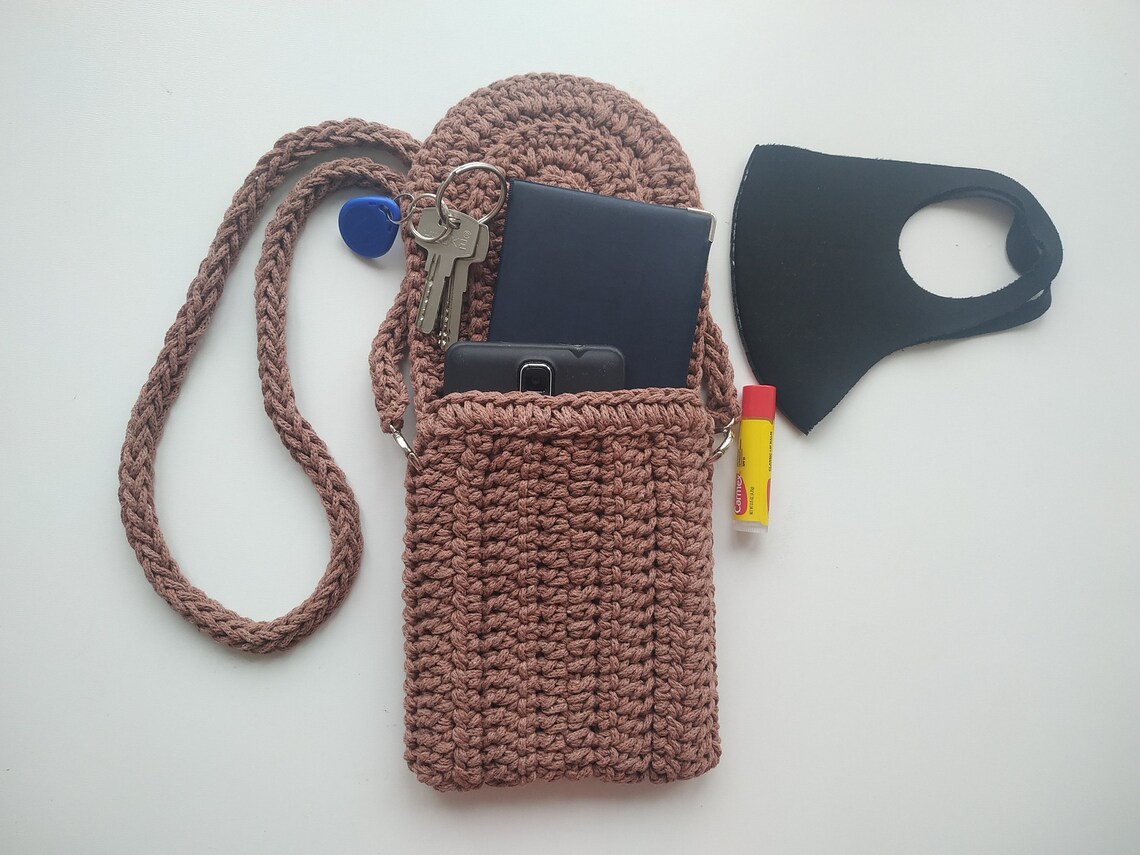Crochet shoulder bag cell phone crossbody and purse small Etsy