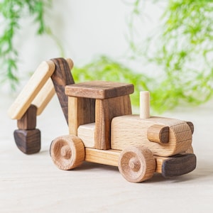 Wooden Excavator Toy with Name / Christmas Gift