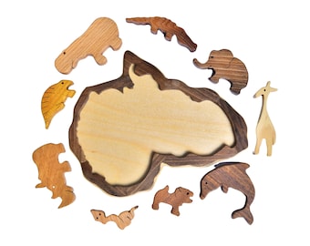 Animal Puzzle - Wooden Puzzle - Brain Teaser - Baby Christmas Gift