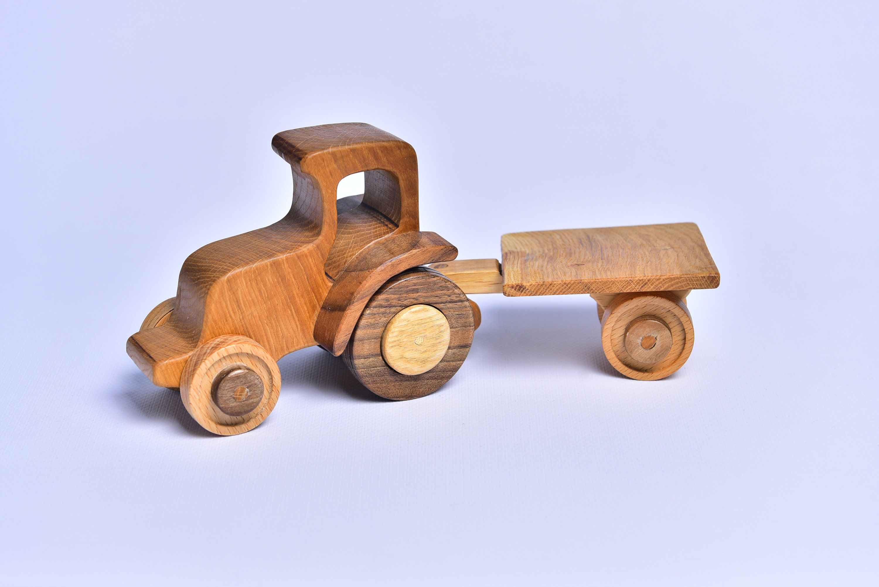 Wooden Tractor Toy Wooden Toys Tractor with Trailer Etsy