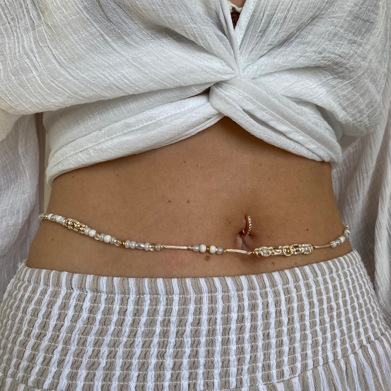 Bauchkette LEYLA mit Glasperlen 70 130 cm verstellbar / Bauch Kette / Belly Chain / in verschiedenen Varianten / handgemacht / Melous Bild 1