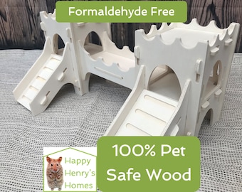 Hamster Castle Kit - Formaldehyde Free, Non Toxic, Wooden, Slot Together & Modular