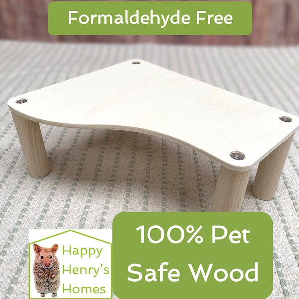 Plataforma para hámster completa con patas y fijaciones - Madera contrachapada de álamo y abedul macizo no tóxicos y sin formaldehído