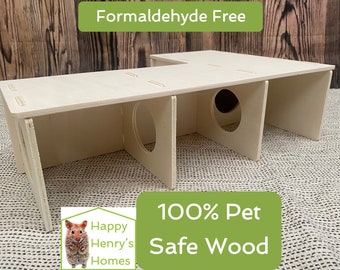 Hamster, Corner Triple/Quad Open Chamber House or Peep Shed - Formaldehyde Free, Non Toxic, Wooden, Slot Together & Modular