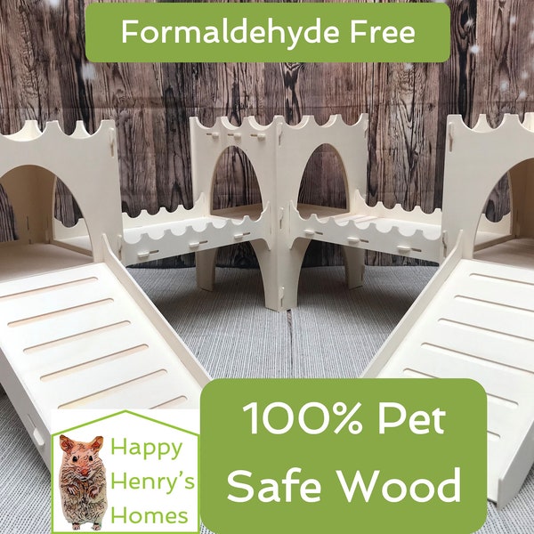 Rabbit Triple Turret Castle Kit - Formaldehyde Free, Non Toxic, Wooden, Slot Together & Modular