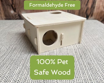 Dwarf Hamster Chamber House - Formaldehyde Free, Non Toxic, Wooden, Slot Together & Modular