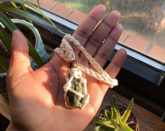 Authentic Tumbled Seraphinite White Macrame Cord Crystal Handmade Necklace