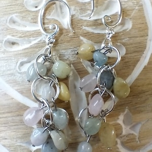 14kt Gold Filled Artisan Genuine Morganite Gemstone Dangle Earrings