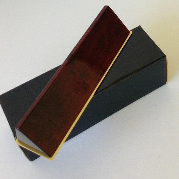Blank Nameplate Holder Office Desktop Mahogany Wood Brass / Gift For Her / Gift For Him /